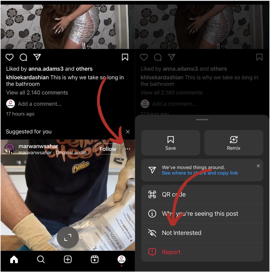 Disable Instagram Suggestions