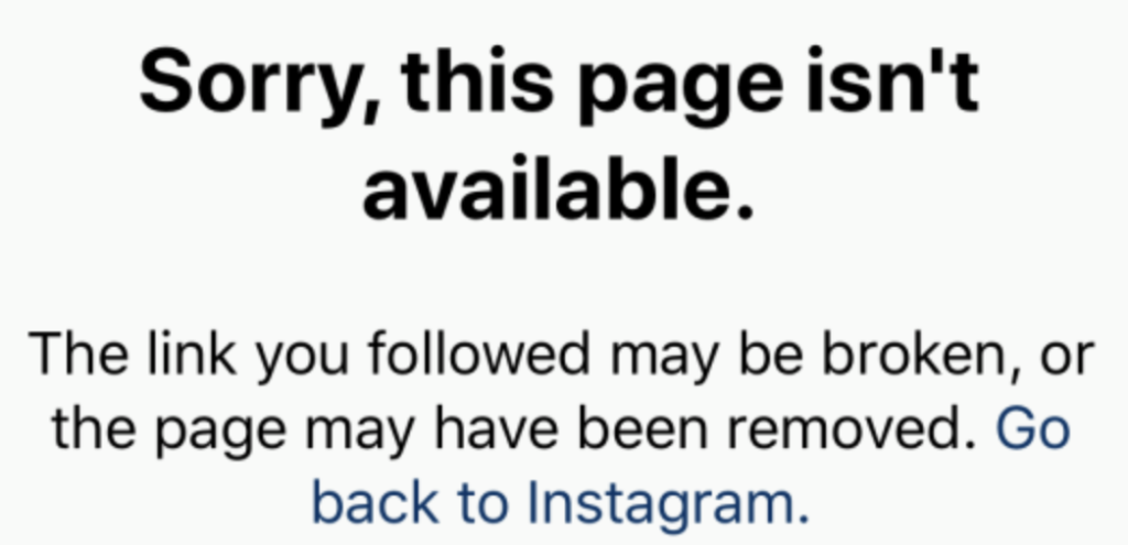 Instagram this page isn't available
